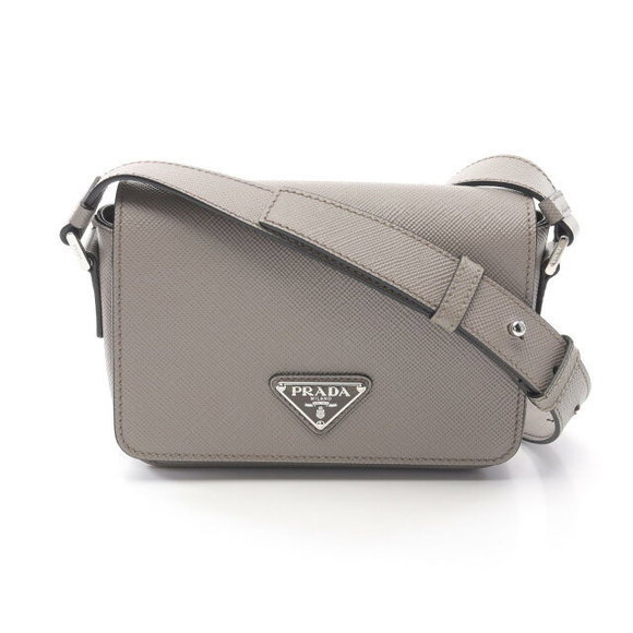 Prada Saffiano Leather Shoulder Bag Gray - Picture 1 of 6